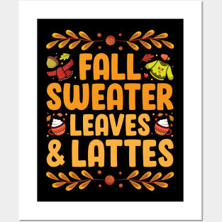 Fall Sweater Leaves Latte Posters and Art